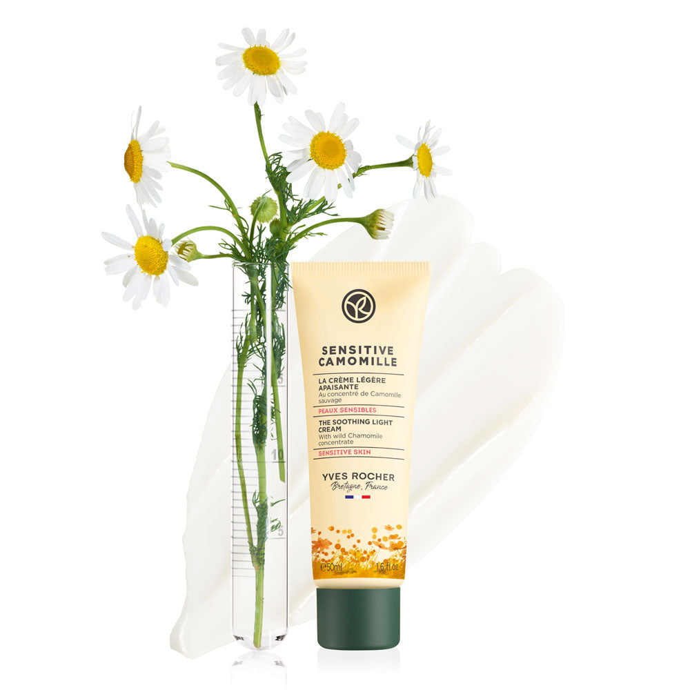 Soothing cream with chamomile for sensitive facial skin