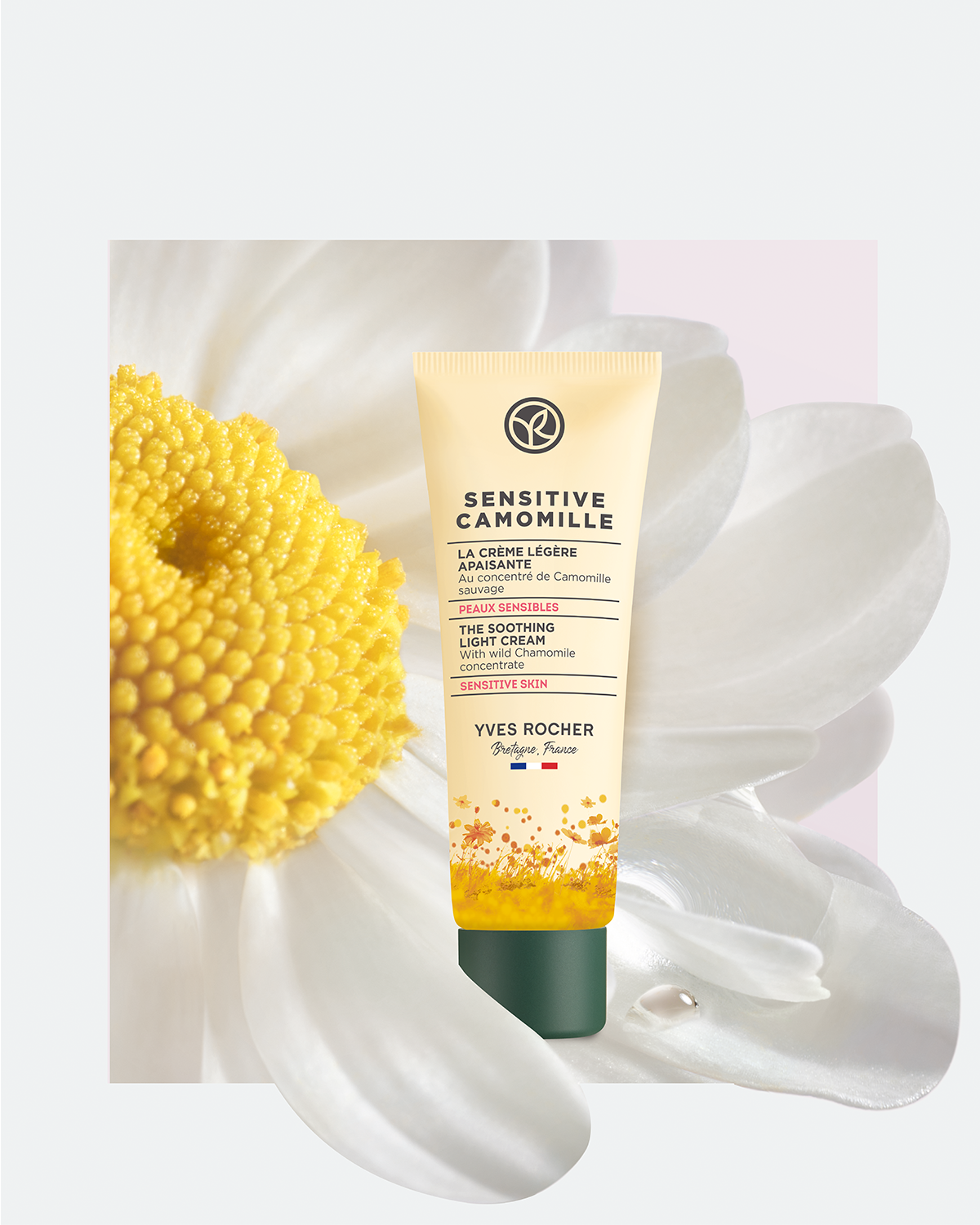 Soothing cream with chamomile for sensitive facial skin