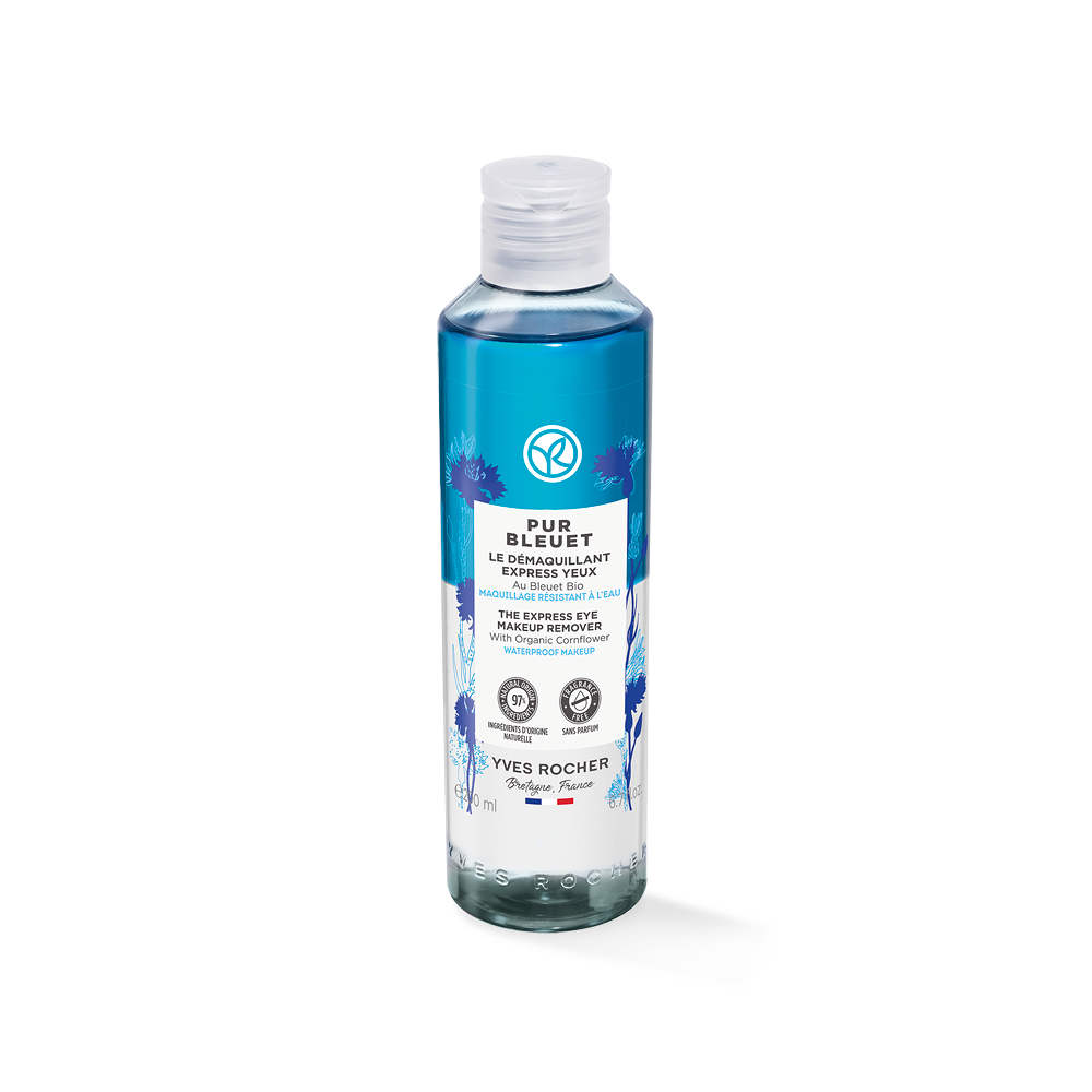 Two-phase cornflower cleanser for the eye area