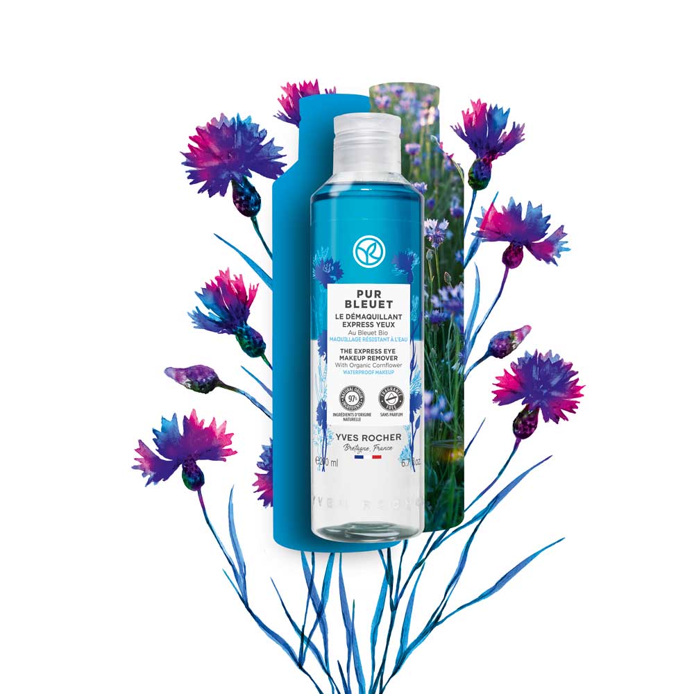 Two-phase cornflower cleanser for the eye area