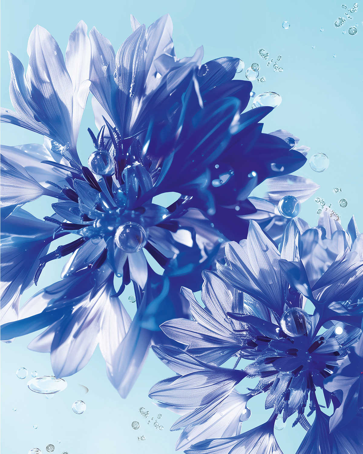 Two-phase cornflower cleanser for the eye area