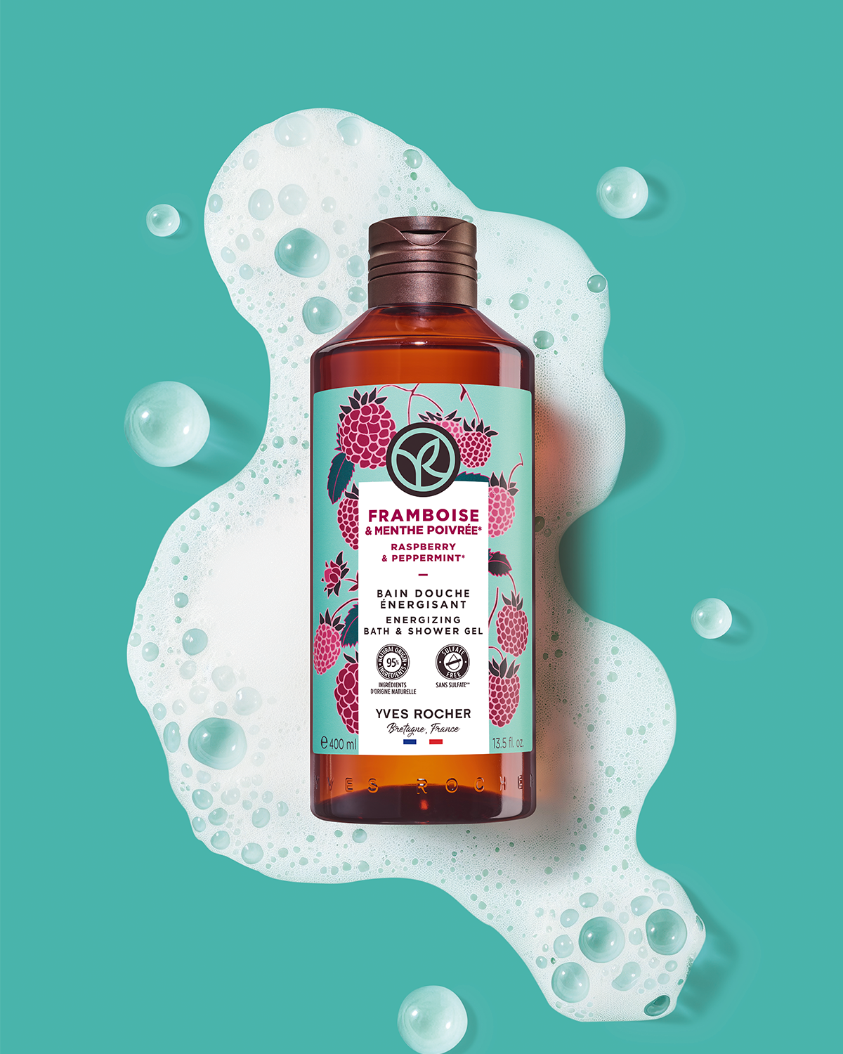 Raspberry and mint shower gel