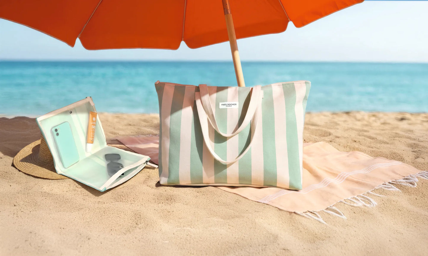 Prugasta torba za plažu